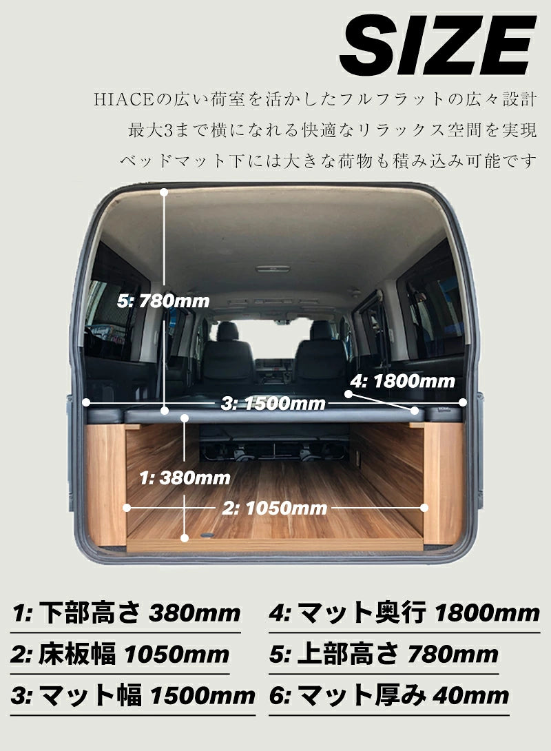 ベッドキット ハイエース 200系 標準 S-GL ベッド 木目 車用ベット ウォールナット ハイエース200系 車中泊ベット ブラック カスタム 木製 レザー 収納 職人 車中泊 アウトドア キャンプ レジャー 車用ベッド 車内ベッド ハイエースベッド ハイエースパーツ